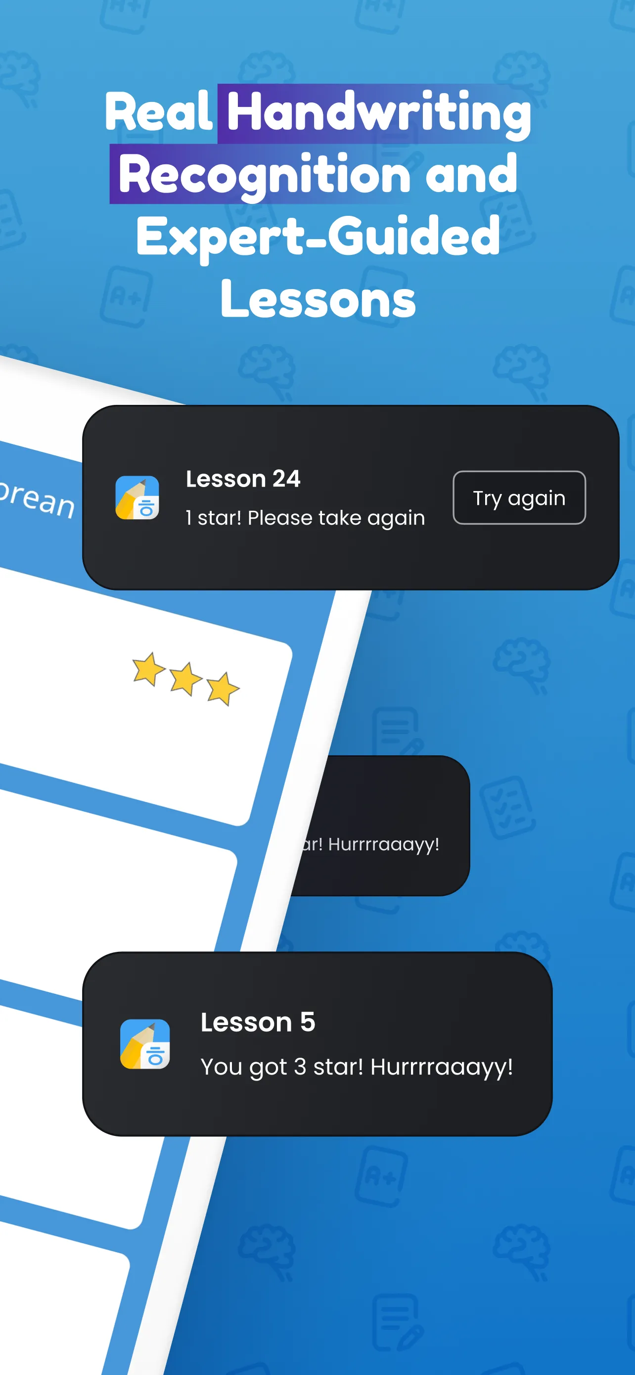 Handwriting recognition for language learners in Jernung's apps